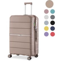 SKYCASES - Urban Adventurer Medium Reiskoffer - 44x27x66 cm - 78 l Inhoud - Met Cijferslot & Spinner Wielen - Ideaal voor Reizen van 7-10 Dagen - Polypropyleen & Champagne