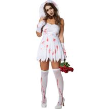 Dressforfun Sexy griezelbruid L - verkleedkleding kostuum halloween verkleden feestkleding carnavalskleding carnaval feestkledij partykleding - 302247