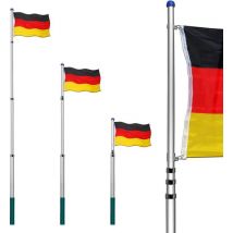 Deuba Vlaggenmast sterk Aluminium - tot 6,50 meter incl. Duitse Vlag Hijssysteem
