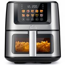 Solis Airfryer Air Fry & Dry XL - Multifunctionele Heteluchtfriteuse - 40 tot 230 Graden - 7.5L - 10 Verschillende Programma's - RVS