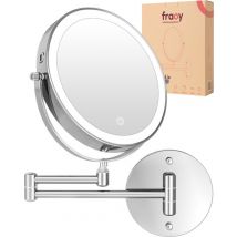 Fraay® Make Up Spiegel met LED Verlichting - 10x Vergroting - Vergrootspiegel met Licht - Oplaadbaar - Scheerspiegel - Badkamerspiegel - Chroom