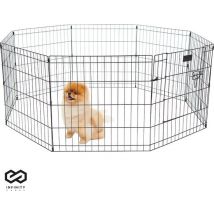 Infinity Goods Puppyren - Hondenren - 8 Panelen - 60 x 60 CM - 480 CM Omtrek - Opvouwbaar - Met Deur - Konijnenren - Zwart