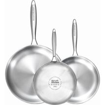 Savoré Kitchen 3-delige RVS Koekenpan Pannenset - Ø 20, 24, 28 cm Pannen - Inductie - Pan - Koekenpannen - Pannensets - Koekenpannenset