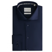 Boston Brothers – Business Overhemd Wide Spread – Maat 38 & Slim Fit – Met Contrasterende Knopen En Easy-Care Finish – Voor Formeel Gebruik – Navy Twill