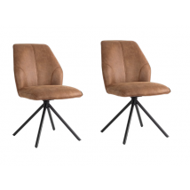 Criks Design Nova Draaibare Eetkamerstoel – Set van 2 – Cognac – 54 x 64 x 87 cm