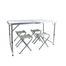 Westerholt Camping Set 5-in-1 - Klaptafel met 4 krukken - Verstelbare hoogte - Aluminium frame - Compact inklapbaar