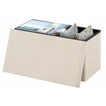 eSituro Opbergbank met Deksel - 76 x 37 x 38 cm - Beige - Opvouwbare Zitbank met 80L Opbergruimte en 300 kg Draagvermogen