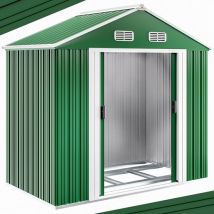 Gardebruk Metalen Tuinhuis - 1,8m² Fundering Schuifdeuren - Groen
