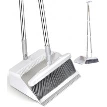 Spalax Stoffer en Blik met Lange Steel – Verstelbaar 90 -130cm – Ingebouwde Schoonmaaktanden - Bezem Binnen - Veger - Vuilblik met Borstel