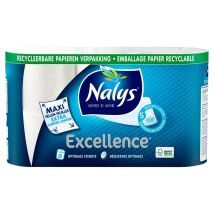 Nalys Excellence Toiletpapier 5-laags Maxi-Vel – 8 Rollen – Wit – 14 x 11,5 cm per vel