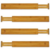 KitchenBrothers Ladeverdeler - Lade Organizer - Uitschuifbaar - Verstelbaar - 4 Stuks - Bamboe