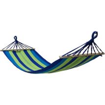 Hangmat 200 x 80 cm met dwarsstang – Groen blauw gestreept