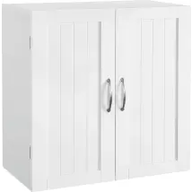 Yaheetech Wandkast Met 2 Deuren – Voorzien Van In Hoogte Verstelbare Planken En Metalen Beslag En Glad Oppervlak – Voor Badkamer Keuken En Slaapkamer – Wit E1 MDF – 59,5 x 31 x 59,5 cm