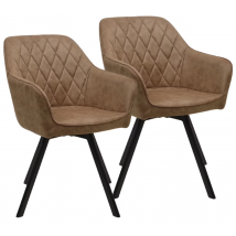 Meubel 31 Brione - Eetkamerstoel Duopack - 360° Draaibaar - H 83 x B 59 cm - Microvezel/Staal - Taupe
