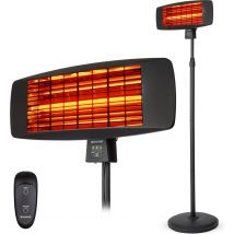 Auronic Terrasverwarmer - Infrarood - Elektrisch - 2000W - Heater - Hangend en Staand - met Afstandbediening - 3 Standen - Zwart