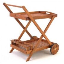 Trolley met wielen van acaciahout