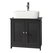 SoBuy Wastafelkastje – 2 Deuren, Verstelbare Plank – 60 x 35 x 58 cm – Grijs