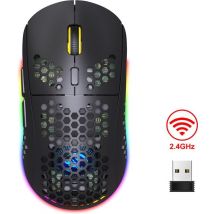 HXSJ T90 2.4G Draadloze Gaming Muis - Bluetooth - Computermuizen - Ultra licht - RGB Verlichting - Zwart