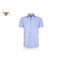 Cappuccino Italia - Heren Overhemden Korte Mouwen Uni - Blauw - Maat L