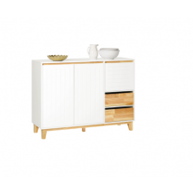 SoBuy Dressoir - 2 Kasten en 3 Lades - Max. 60 kg - 120 x 40 x 90 cm - Wit / Naturel