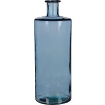 Mica Decorations Guan Fles Vaas - H40 x Ø15 cm - Gerecycled Glas - Blauw