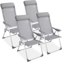 Casaria Tuinstoelen – 7-Standen Verstelbaar – Set van 4 – 57 x 110 x 44 cm – Grijs