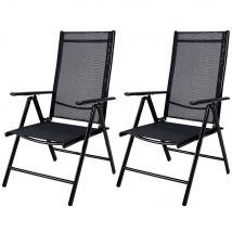 Casaria - Aluminium Tuinstoel- 2 Stuks - Antraciet - 65x60x111 cm - Zwart