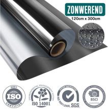 Homewell Zonwerende HR Raamfolie 120x300cm - Statisch Isolerende folie met Spiegeleffect - Zwart (incl. Rakel)