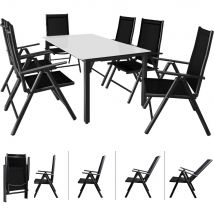 Casaria Tuinset Bern - 6 Stoelen 1 Tafel Aluminium - Antraciet