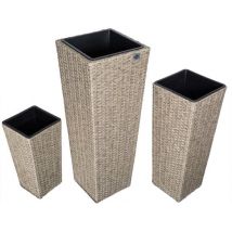 Casaria Bloempotten - Polyrattan Set van 3 Stuks - Crème