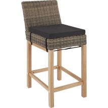 tectake® - Wicker barkruk Latina - Hoge stoel - Kruk - Keukenkruk - natuur - 404801 - poly-rattan
