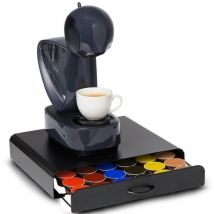 KitchenBrothers Capsulehouder - Koffiecups houder - met Lade - Geschikt voor Dolce Gusto - 36 Capsules - RVS - Zwart