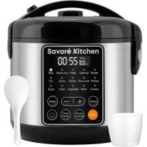 Savoré Kitchen Rijstkoker met Stomer – 3L – 14 Programma’s – Multicooker – Rice Cooker – Slowcooker – PFAS Vrij – Zwart RVS