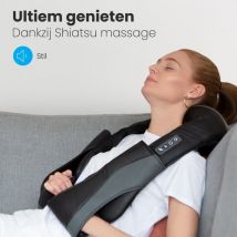 Auronic Shiatsu Massagekussen – 3 Intensiteitsstanden – Warmtefunctie tot 40°C – 41 x 17 x 50 cm – Zwart/Grijs