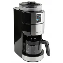 Privileg – Koffiezetapparaat met Ingebouwde Koffiemolen – Voor Koffiebonen & Gemalen Koffie – Met Digitaal Display & Timer – Exclusief Koffiekan – Zwart & Zilver Kunststof