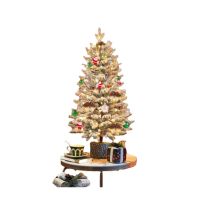 Yaheetech Kunstkerstboom Met Verlichting 61 cm – Voorzien Van 355 Takpunten En 50 Warm-Witte LED-Lichtjes En Realistische Stam – Voor Binnen En Buiten – Groen Met Sneeuw PVC