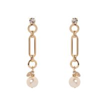 Orecchini strass, catena e perla kelly - bianco - Sodini Bijoux