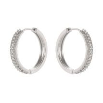 Orecchini grande cerchio e cristalli Malibù - argento - Sodini Bijoux
