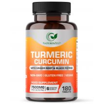 Turmeric Curcumin for Joint Comfort & Mobility Support– High Strength 7500mg Complex with Black Pepper & Ginger, 180 Tablets