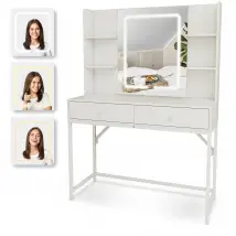 Kaptafel met Spiegel en LED verlichting - 100x40x140cm - Wit