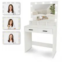 Kaptafel met Spiegel en LED verlichting - 80x40x139.5cm - Wit