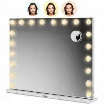 Hollywood Spiegel - Bluetooth Speakers - 80x60cm - Wit
