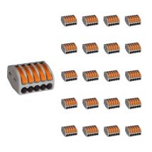 Borne de raccordement à levier 5 entrées avec serre câble (Pack de 20) - SILAMP