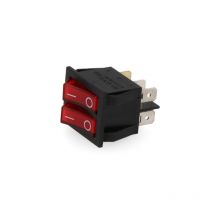 Interrupteur On-Off Double 15A 250V Lumière Rouge - SILAMP