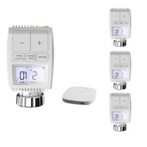 Kit de 4 Têtes Thermostatiques Connectées Universelle avec Ecran LCD + Passerelle ZigBee - SILAMP
