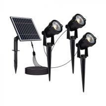 Spots à piquer LED Solaires Noirs 1,2W IP65 (Lot de 3) - Blanc Chaud 2300K - 3500K - SILAMP