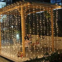Guirlande LED Rideaux 320LED 220V 3m IP44 8 modes - Blanc Chaud - SILAMP