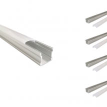 Profilé Aluminium 1m pour Ruban LED - Couvercle Opaque (Pack de 5) - SILAMP