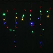 Guirlande Rideau 180LED IP44 1M80 8 fonctions + timer, Câble transparent - Multicolore - SILAMP
