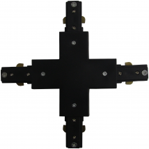 Connecteur LED en X pour Rail Monophasé NOIR - SILAMP